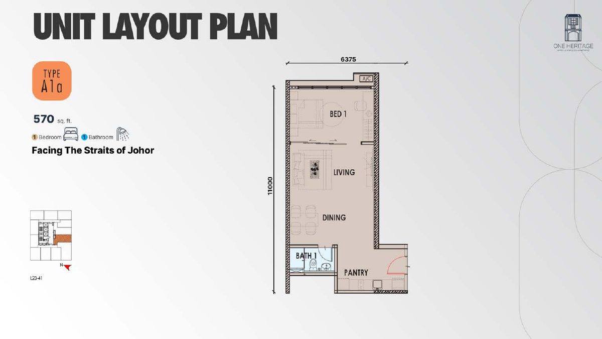 One Heritage Type A1a floor plan